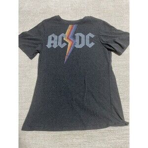 AC/DC Shirt Adult Xtra Small Short Sleeve Shirt Gray With Thunderbolt